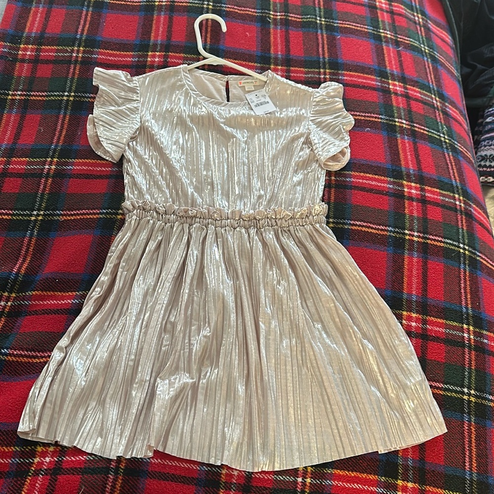 NWOT Crewcuts metallic pleated dress size 8